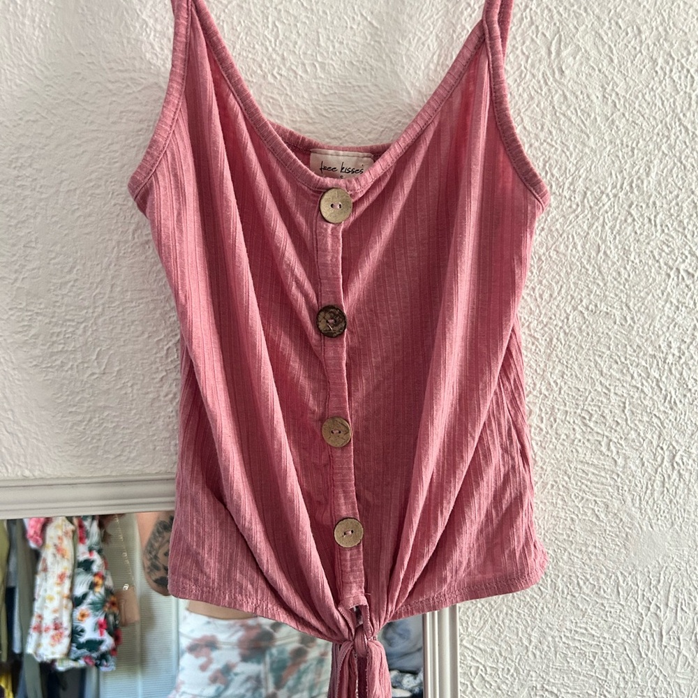 Pink Crop Top with Tye Knot